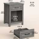 Decofy Farmhouse Nightstand Set of 2 with Charging Station, Grey Oak, 17.7" x 15.7" x 23.6"