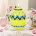 DRomance Easter Flameless Candles Battery Operated with 6 Hour Timer Battery Operated Real Wax Color Painted Easter Egg Shaped LED Flickering Candles Dinner Spring Holiday Decor(Yellow, 2.4"D x 6.3"H)