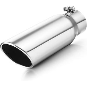 A-KARCK Exhaust Tip 3 Inch Inlet, Bolt On 3" Inlet 4" Outlet 12" Long Exhaust Tip Stainless Steel Polished Finish For Tailpipe