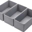 Dresser Drawer Organizer 3 Pack Gray, Small Storage Bins for Sock Underwear, 4.8' Tall Fabric Divider for Closet, Foldable Multipurpose Drawer Organizer for Clothes