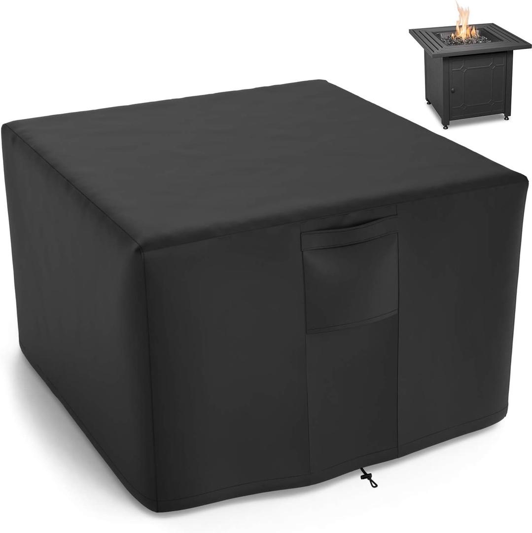 NUPICK 30 Inch Square Fire Pit Cover for Propane Fire Pit/Table, 100% Waterproof Cover Fits 30 Inch Fire Pit, All Weather Resistant