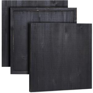 Bright Creations 3-Pack Black Wooden Boards for Signs - 12 x 12 in, Unfinished Cedarwood - Blank Wood Panel Signs for Crafts & Painting - Black Wood Hanging Plaque with Sawtooth Hangers & Screws