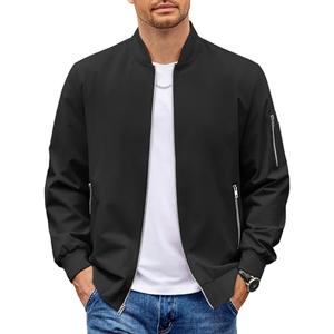 COOFANDY Men's Bomber Jacket Casual Lightweight Jackets With Zippered Pocket Fashion Stylish Spring Fall Windbreaker (L, Black)