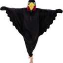 Unisex Adult Onesie Pajamas Animal One Piece Snug Fit Halloween Costume Sleepwear Homewear (Small, Crow)