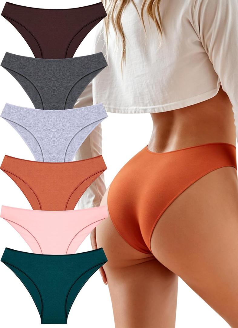 UNDER THE SEA Cotton Underwear for Women 6 Pack Sexy Bikini High Cut Breathbale Cheeky Panties Underwear Womens Lingerie (M)