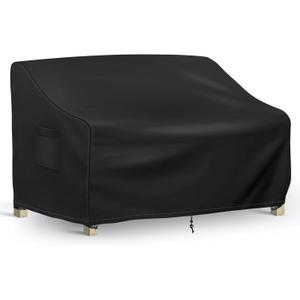 Richwon Patio Loveseat Cover Waterproof, 2-Seater Outdoor loveseat Cover, Patio Furniture Covers with Air Vent and Handles, 54W x 37D x 35H Inches, Black