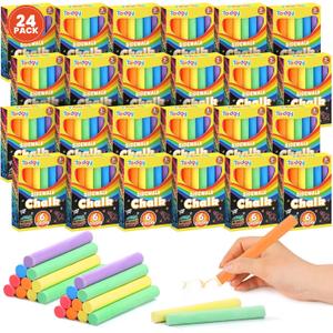 Toidgy 288 Count Mini Chalk Set for Kids (24 Boxes), Nontoxic Sidewalk Chalk Bulk for Kids, Sidewalk Chalks Party Favors for Boys and Girls, Art Classroom Prizes Supplies, Goodie Bag Fillers