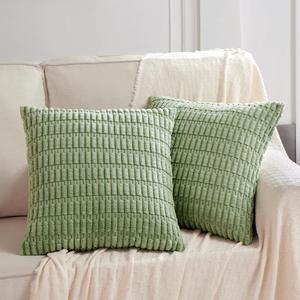 Kevin Textile Supersoft Faux Linen Square Throw Cushion Cover Pillowcase, Hidden Zipper, 24 Inch 2 Pcs