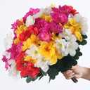 16 Bundles Artificial Flowers for Front Door, Fake Silk Azalea Bouquet Silk Flowers for Outside UV Resistant Realistic Faux Plants for Planter Farmhouse Patio Garden Walkways Home Decor (Mixed Color)