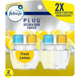 Febreze Plug In Air Freshener, Odor-Fighting Scented Oil Refill, Kitchen Odor Fighter, 2 Refills