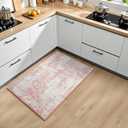 Pink Washable Small Area Rug, 2x3 Abstract Non-Slip Door Mat, Modern Low Pile Indoor Entryway Rugs, Stain Resistant Throw Carpet for Front Door, Kitchen, Entry, Inside Entrance