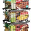 iSPECLE Freezer Organizer Bins - 3 Pack Adjustable Width for 5 to 7 Cu.Ft Chest Freezers, Stackable Freezer Wire Storage Baskets for Deep Freezer Organization, Assembly Required, Black