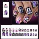 5 x Halloween Press on Nails Short Square Fake Nails with Spider Web Scary Pumpkin Face Glue on Nails Spider Glossy Acrylic Artificial Nails Full Cover Stick on Nails for Women 24 Pcs, (Mix Nails)