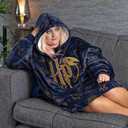 Harry Potter Womens Wearable Blanket Hoodie | Adults Fluffy Fleece Hooded Pullover Hogwarts Graphic | Wizard Lined Loungewear with Big Pocket