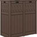DWVO 76 Gallon Garbage Dual Can, Resin Outdoor Trash Can with Tiered Lid and Drip Tray, Waterproof Trash Bin for Patio, Kitchen, Backyard(Brown)