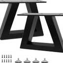 6 Inch Trapezoid Metal Table Legs Heavy Duty Steel Furniture Legs for DIY Sofa, Couch, Bench,Stool,Coffee Table,End Side Cabinet Feets (Set of 2, Black)