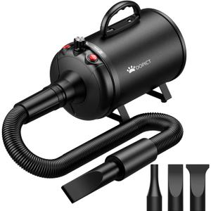 Pet Dryer, 5.2HP/3800W Pet Grooming with Adjustable Speed and Temperature Control Dog Blow Dryer, Pet Hair Dryer with 3 Nozzle (Black-1)