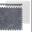 12 Pcs Kids Foam Interlocking Carpet Tiles with Border, Thick Carpet Squares Plush Floor Playmats Baby Crawling Rug - 49" x 37",Grey (Grey, 12 Tiles)