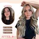 Fliace Clip in Hair Extensions for Women Brown with Blonde Highlights Long Wavy Hair Extensions Clip Ins 6PCS 20 Inch Synthetic Soft and Natural Thick Hair Pieces for Women