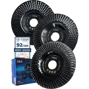 OBA Wood Carving Disc Set 3 PCS 4-1/2" Wood Grinding Wheel Sets with 5/8" Arbor for Angle Grinder Grinding and Polishing