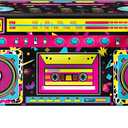 6Ft 80s 90s Party Radio Tablecloth, Back to 90s Hip Hop Party Birthday Table Cover Decor for 1990s Theme Party Decorations Supplies, 72" x 30"