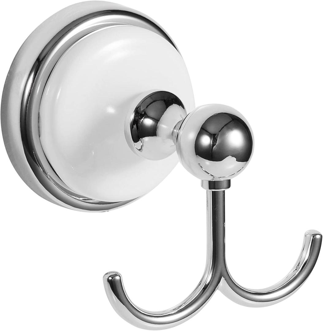 Design House 559260 Savannah Towel and Robe Hook, Polished Chrome and White
