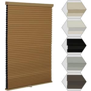 MYshade Cordless Blackout Window Blinds & Shades Pull Down Room Darkening Window Shades Light Blocking Honeycomb Cellular Shade for Indoor Windows Easy to Install 31 inch Wide, H72 Light Brown Blinds