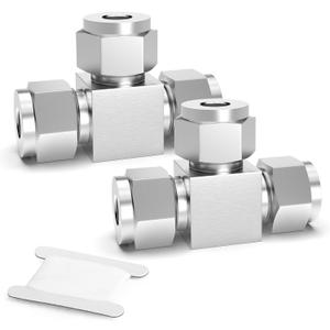 TAISHER 304 Stainless Steel Compression Fitting Connector, 1/2" Tube OD Tee Adapter