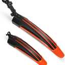 Adjustable Road Mountain Bike Bicycle Cycling Tire Front and Rear Mud Guards Mudguard Fenders Set (Orange & Black)