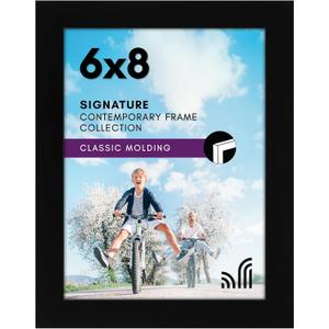 Americanflat 6x8 Picture Frame with Shatter-Resistant Glass - Signature Collection - Gallery-Style Frames Made of Engineered Wood - Photo Frame for Tabletop and Wall Display - Black