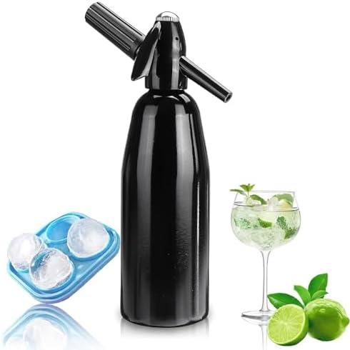 Soda Siphon,1L Portable Soda Maker, Aluminium Sparkling Water Maker Machines for Home & Outdoor, Vintage DIY Seltzer Water Bottle for Carbonated Drinks,Cocktails, Use 8g CO2 Cartridges (Not Included)