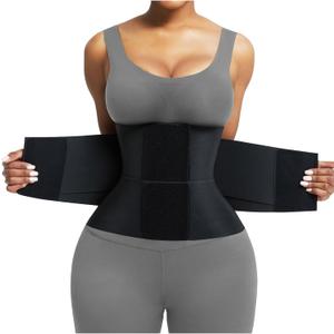 FeelinGirl Waist Trainer Belt Waist Cincher Trimmer Ab Belt Tummy Control Body Shaper with Triple Wrap Women and Men (Large, Black)