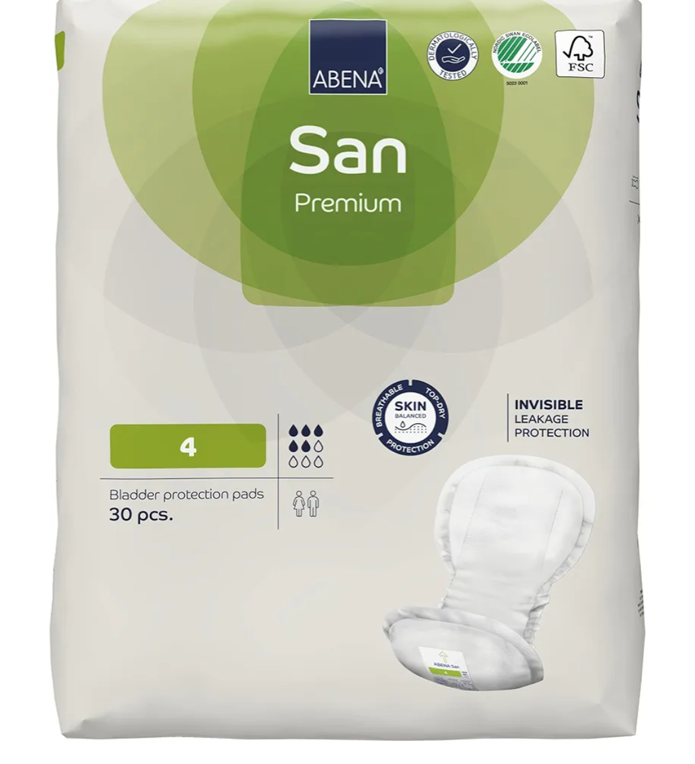 Abena San Premium Incontinence Pads, Moderate Absorbency, (Sizes 4 to 7), Size 4, 270 Count