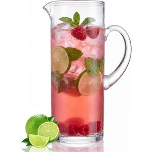LemonRoad 68 oz Clear Glass Pitcher with Handle Vintage Water Jug for Serving Ice Tea, Juice, Milk, Beverages Glass Water Pitcher as Christmas, Wedding, Birthday Gifts(Classic)