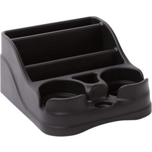 Small Center Console for Cars, Trucks, Minivans, SUVs, Vehicle Organizer, Cup Holders, Recycled Plastic, Made in USA (Black)