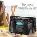 Iridescent Clear Beach Bag for Women, Large Pool Tote Cruise Vacation Essentials - Waterproof, Zipper Closure (Large - Jelly Black)