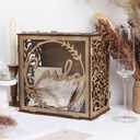 Wooden Wedding Card Box for Reception, Rustic Gift Card Box Holder with Slot and Acrylic Window, Vintage Envelope Money Card Box for Wedding Graduation Party Birthday Baby Shower Decorations