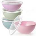 Greentainer 4-Piece Plastic Mixing Bowl Set with Lids for Kitchen, 67oz Lightweight Storage Bowls, Large Salad Bowls for Baking, Prepping, Cooking and Serving Food, Dishwasher & Microwave Safe