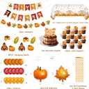 Thanksgiving Party Decorations Set,Foil Curtain Backdrop,Turkey Balloons, Tablecloth, Cake Toppers, Banner