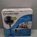 Comfort Zone Stand Fan, 16 inch Pedestal Fan for Bedroom, 3 Speed Floor Fan, 90 Degree Oscillation, Adjustable Height, Adjustable Tilt, Oscillating Air Circulator, Quiet Fan for Home or Office, Black