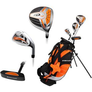 Precise XD-J Junior Golf Clubs Set Left Hand Options Kids Golf Clubs for Ages 3-5, 6-8, 9-12 Lightweight Graphite Shafts, Hybrid Club, Stand Bag Boys & Girls Golf Set