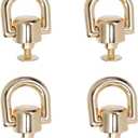 Semetall D Rings for Purse Strap Hardware 4 PCS, 360 Rotatable Metal D Ring Rivets for Bag Making, Leathercraft, Dog Collars (Gold)