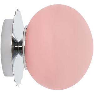 Modern Globe Glass Wall Sconces- Minimalist Home Shop Decor Wall Light 7" Glass Shade Hardwired- 1 Light Mid Century Wall Lamps Indoor Bedroom Bathroom Hallway Vanity Sconce Light (Chrome-Pink)