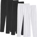 5PCS Stretchy Footless Girls' Leggings: Easy Pull-On Warm Tights 4-12 Year Olds Comfortable Heel-Free All-Day for 4-5Years