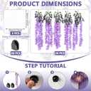 Giegxin 26 Pcs 3D Wisteria Tree for Classroom Room Ceiling Wall Decor Bulletin Board Large Wisteria Garland with 5 Metal Mesh Panel Artificial Fake Hanging Flower Wedding Backdrop(Purple)