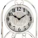 Westclox Vintage Style Bird Table Clock  Decorative Metal Desk Clock, Battery Powered, Retro Home Accent for Living Room, Bedroom, or Office (White)