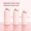 POWCAN 18 oz Water Bottle Insulated: Leakproof, Cold for 24H, CupHodler Friendly, Lid with Straw and Handle, Lightweight, Stainless Steel Water Bottle Kids for Camping, Gift for Girls (Cotton Candy)