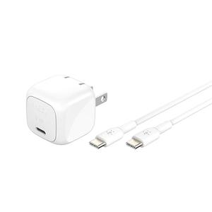 Belkin Compact Charger Block 30W - 1M USB-C to C Cable Included, USB-C PD Super Fast Charging - Samsung Galaxy S25, Apple iPhone 16, 15, 14, 13, iPad, AirPods, Nintendo Switch 2 & More - White