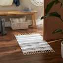 DII Textured Woven Rug Collection Hand-Loomed Shag Printed, 2x3 Ft, Chenille Stripe French Blue