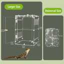 Large Jumping Spider Enclosure, 2 in 1 Ventilated Reptile Terrarium for Praying Mantis,Arboreal Tarantula,Crested Gecko, 12"*8"*8" Acrylic Habitat with Removable Divider,Front Opening & Top Lid